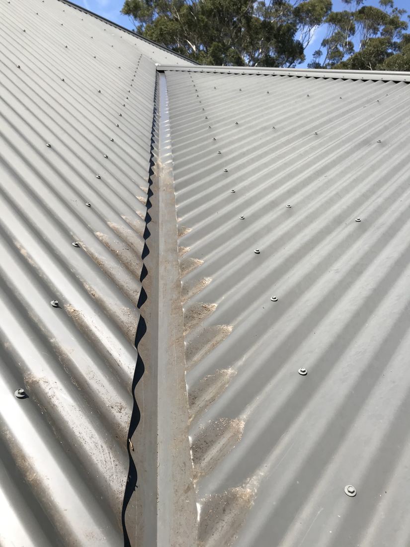 Roof valley gutter after cleaning